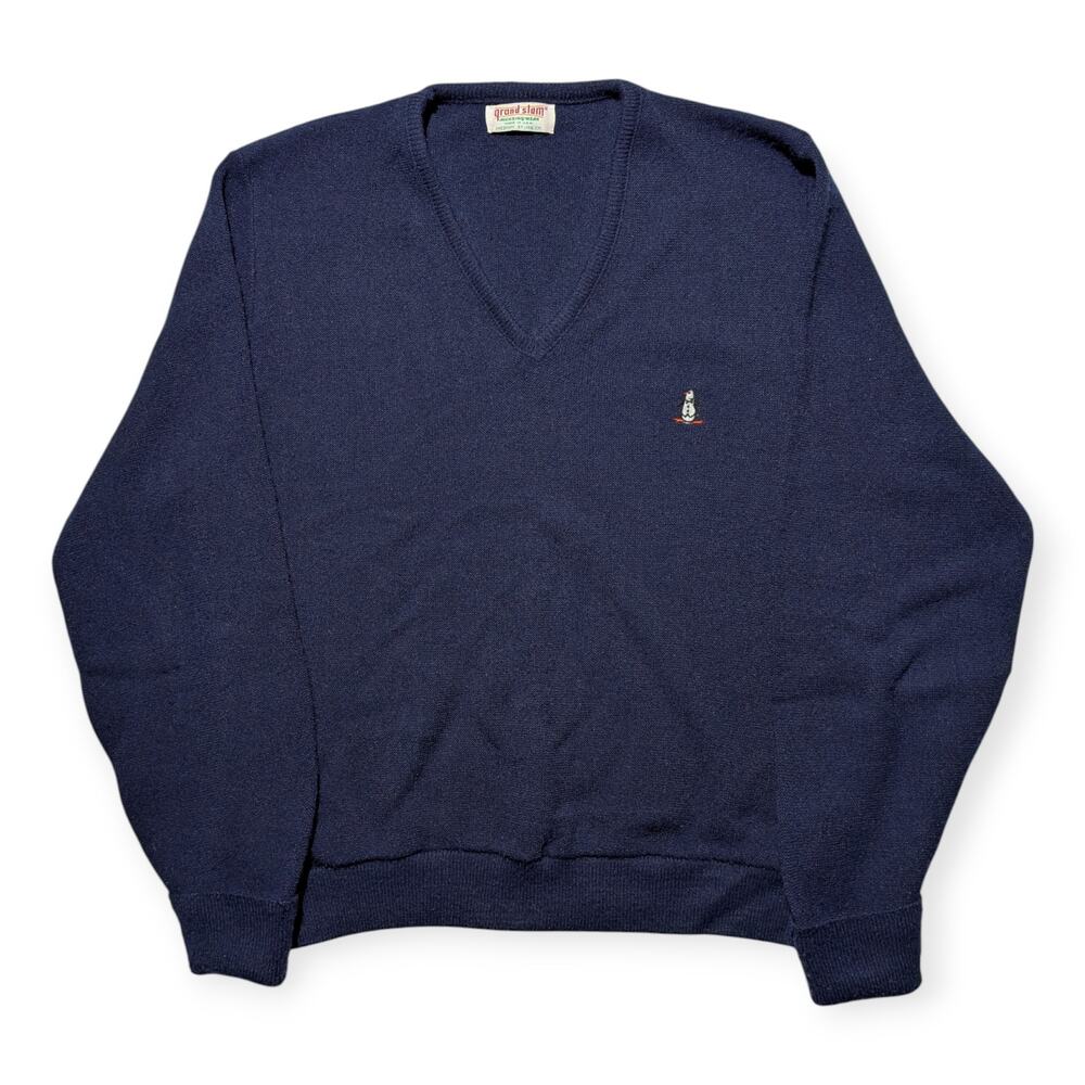 Vintage Grand Slam Munsingwear Penguin Sweater Men’s Medium Navy V-Neck USA Made